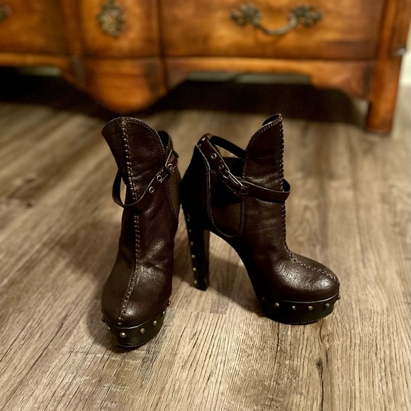 Baldan Brown Leather Ankle Boot Size 37 - Picture 2 of 10